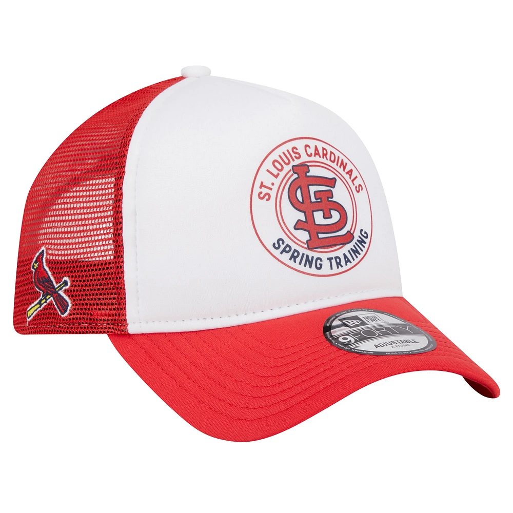 Casquette ajustable 9FORTY Trucker New Era pour hommes, blanc/rouge, St. Louis Cardinals Spring Training Circle Foam A-Frame