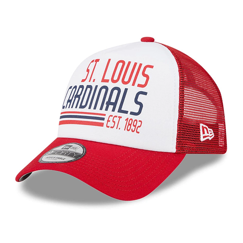 Men's New Era White/Red St. Louis Cardinals Stacked A-Frame Trucker 9FORTY Adjustable Hat