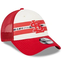 Men's New Era White/Red St. Louis Cardinals Team Stripe Trucker 9FORTY Snapback Hat