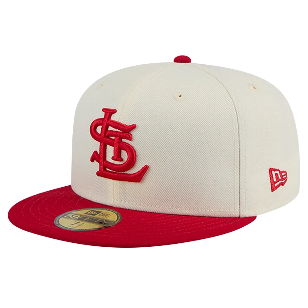 Casquette ajustée 59FIFTY chromée de la collection Cooperstown des Cardinals St. Louis New Era pour hommes, blanche