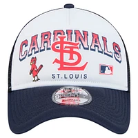 Men's New Era White St. Louis Cardinals Retro Wordmark 9FORTY A-Frame Trucker Adjustable Hat