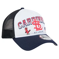 Men's New Era White St. Louis Cardinals Retro Wordmark 9FORTY A-Frame Trucker Adjustable Hat