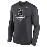 T-shirt à manches longues Performance Nike St. Louis Cardinals Icon Legend pour homme - Anthracite