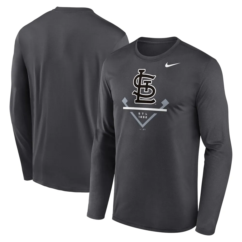 Men's Nike Anthracite St. Louis Cardinals Icon Legend Performance Long Sleeve - T-Shirt