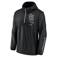 Men's Nike Black St. Louis Cardinals Authentic Night Game Performance Half-Zip Windbreaker