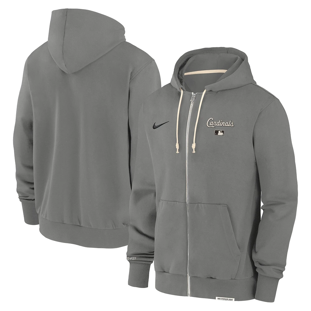 Men's Nike Charcoal St. Louis Cardinals Authentic Collection Travel Performance Full-Zip Hoodie