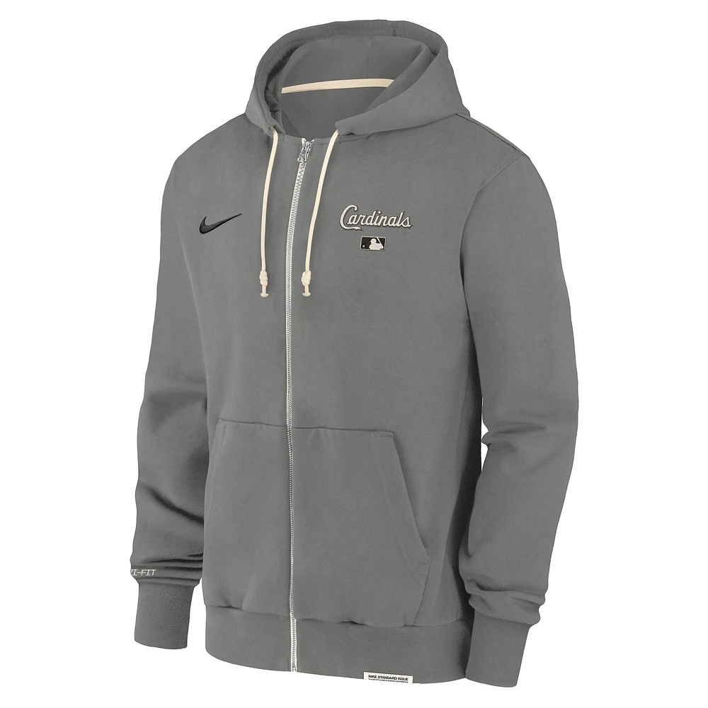 Men's Nike Charcoal St. Louis Cardinals Authentic Collection Travel Performance Full-Zip Hoodie