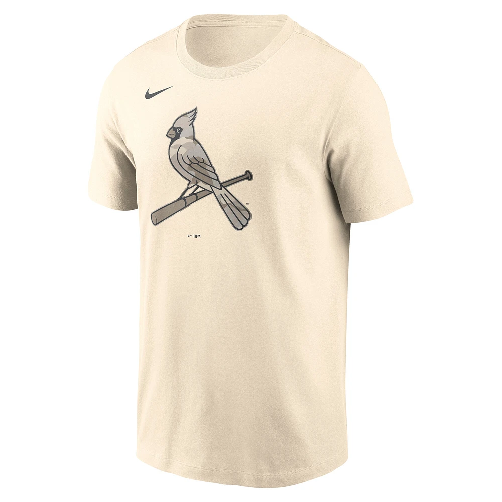 Men's Nike Cream St. Louis Cardinals Camo Logo T-Shirt