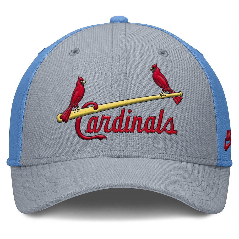 Men's Nike Gray/Light Blue St. Louis Cardinals Rise Swoosh Performance Flex Hat