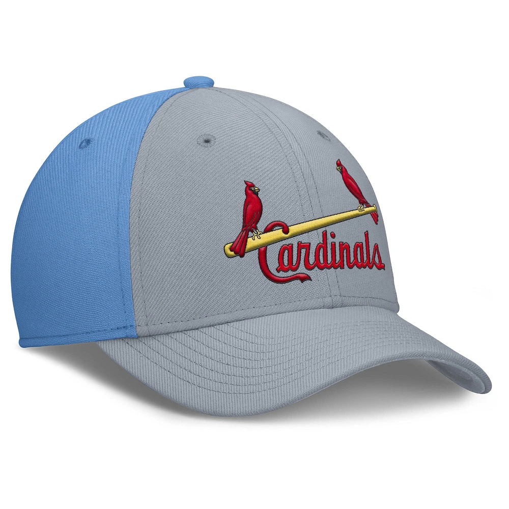 Men's Nike Gray/Light Blue St. Louis Cardinals Rise Swoosh Performance Flex Hat