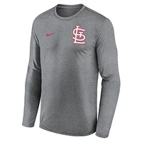 Men's Nike Heather Charcoal St. Louis Cardinals 2-Hit Legend Performance Long Sleeve T-Shirt