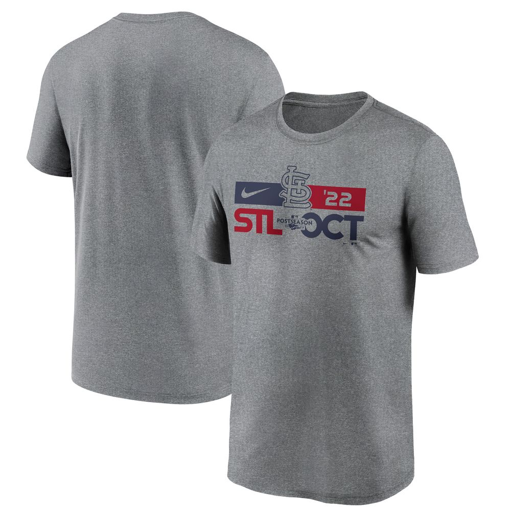 Men's Nike Heather Charcoal St. Louis Cardinals 2022 Postseason T-Shirt