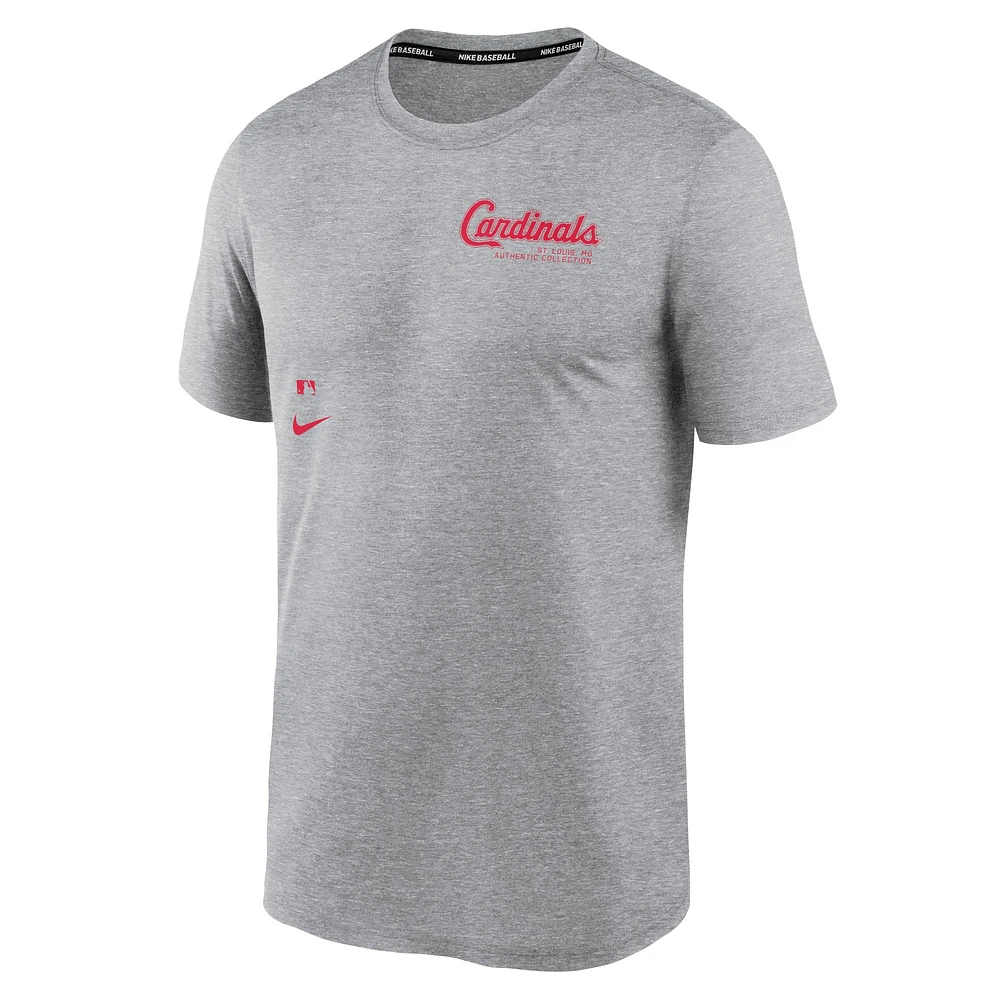 T-shirt Nike Heather Charcoal St. Louis Cardinals Authentic Collection Early Work Tri-Blend Performance pour homme