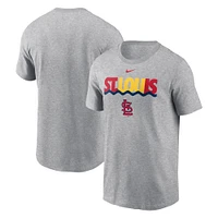 T-shirt Nike Heather Charcoal St. Louis Cardinals pour homme, ville natale locale