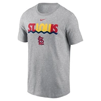 T-shirt Nike Heather Charcoal St. Louis Cardinals pour homme, ville natale locale