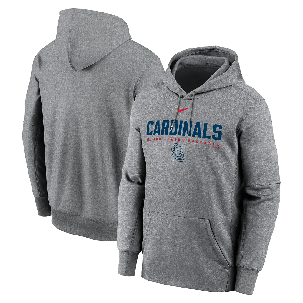 Sweat à capuche Nike Heather Charcoal St. Louis Cardinals Therma Fleece pour homme