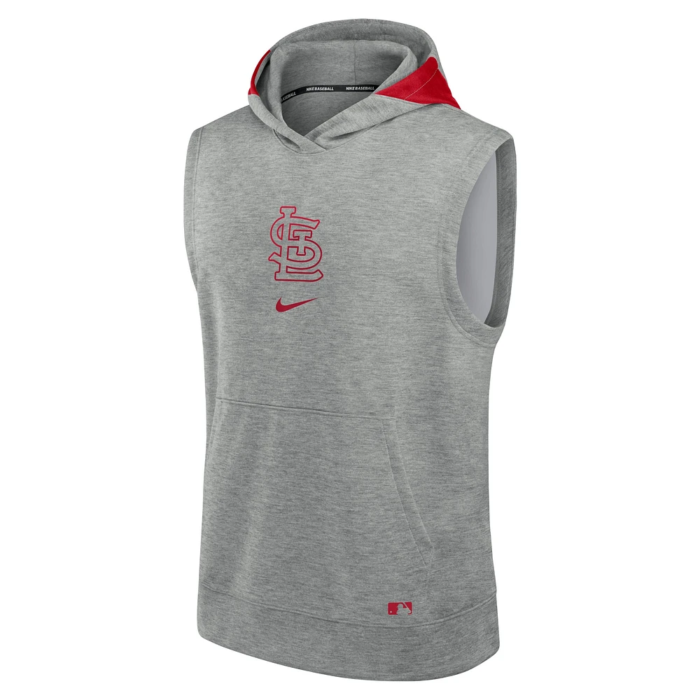 Men's Nike Heather Gray St. Louis Cardinals Authentic Collection Early Work Performance Sleeveless Pullover Hoodie