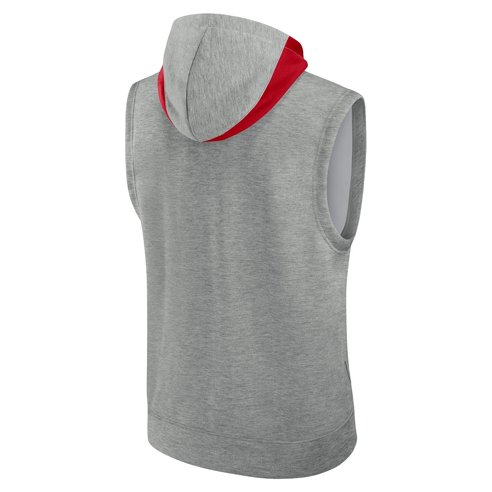 Sweat à capuche sans manches pour hommes Nike Heather Grey St. Louis Cardinals Authentic Collection Early Work Performance