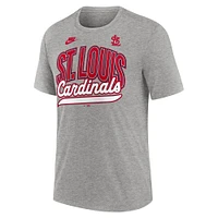 Men's Nike Heather Gray St. Louis Cardinals Cooperstown Collection Retro Tri-Blend T-Shirt
