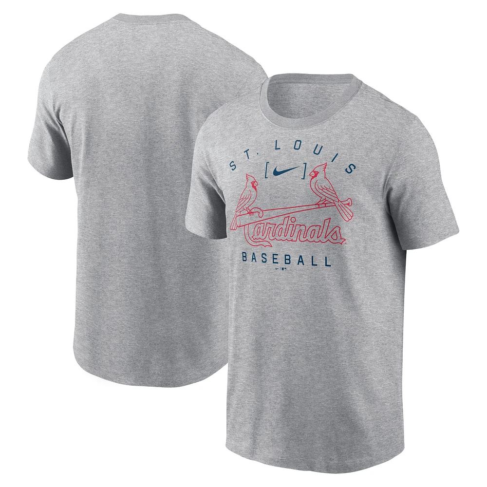 Men's Nike Heather Gray St. Louis Cardinals Home Team Athletic Arch T-Shirt