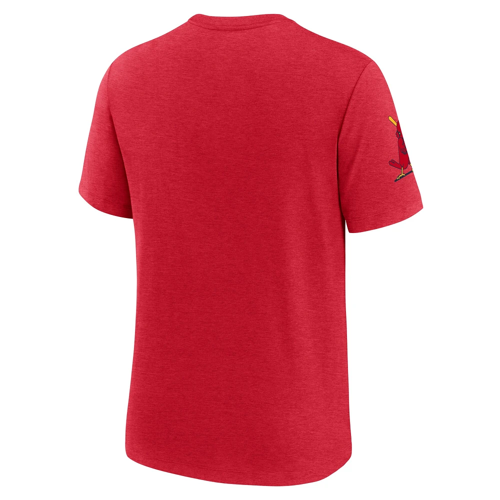 T-shirt Nike rouge chiné pour homme, collection Cooperstown Eras Tri-Blend des Cardinals de St. Louis