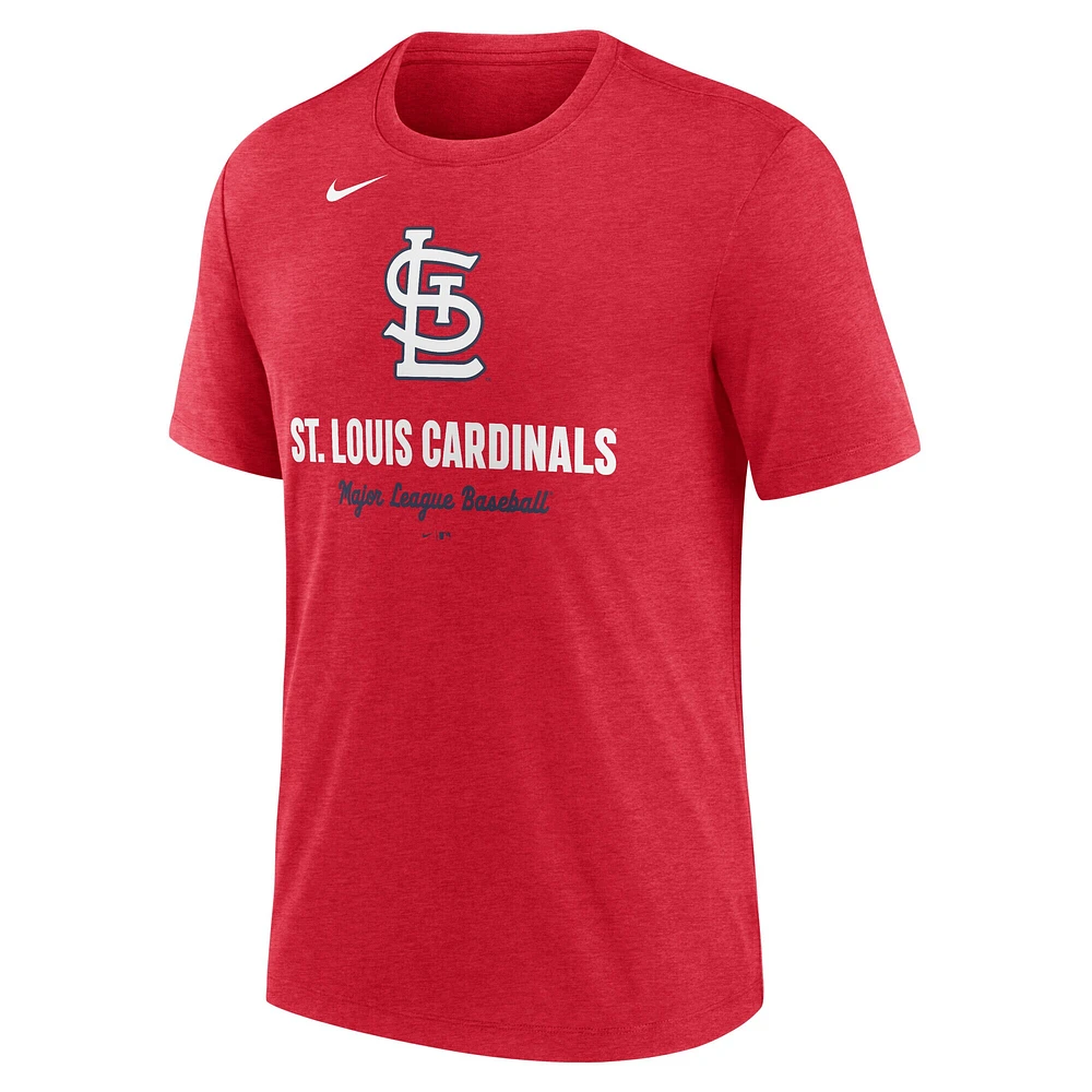 T-shirt Nike rouge chiné pour homme avec logo tri-blend des Cardinals de Saint-Louis