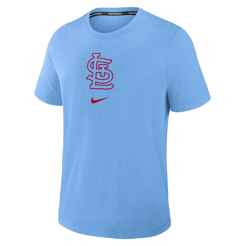 T-shirt Nike bleu clair pour homme St. Louis Cardinals Authentic Collection Early Work Tri-Blend Performance