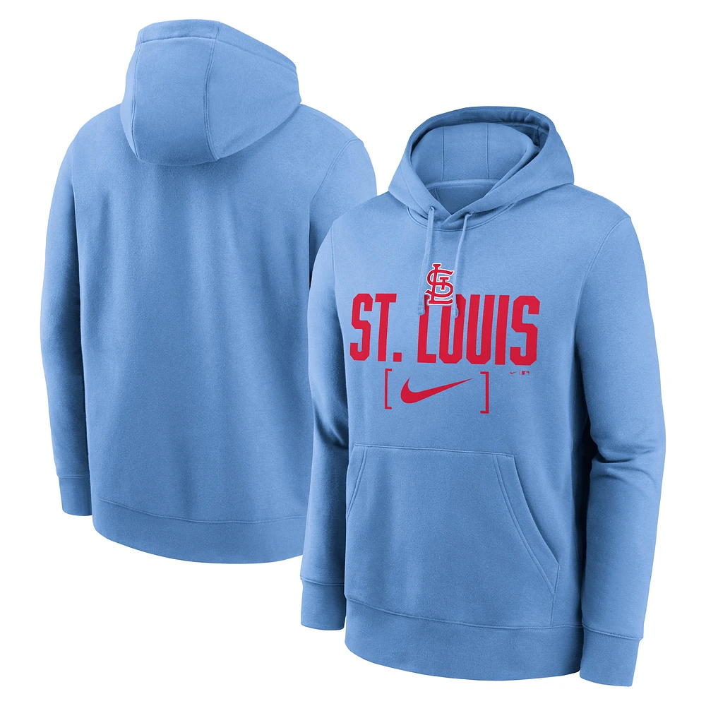 Men's Nike Light Blue St. Louis Cardinals Club Slack Pullover Hoodie