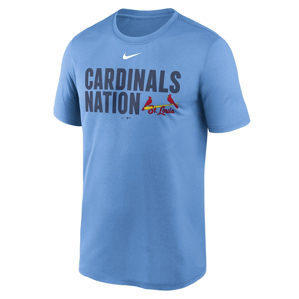 T-shirt Nike bleu clair pour homme St. Louis Cardinals Local Legend Performance