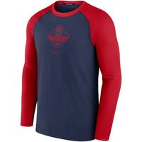 Men's Nike Navy/Red St. Louis Cardinals Authentic Collection Game Performance Raglan - Long Sleeve T-Shirt