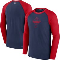 Men's Nike Navy/Red St. Louis Cardinals Authentic Collection Game Performance Raglan - Long Sleeve T-Shirt