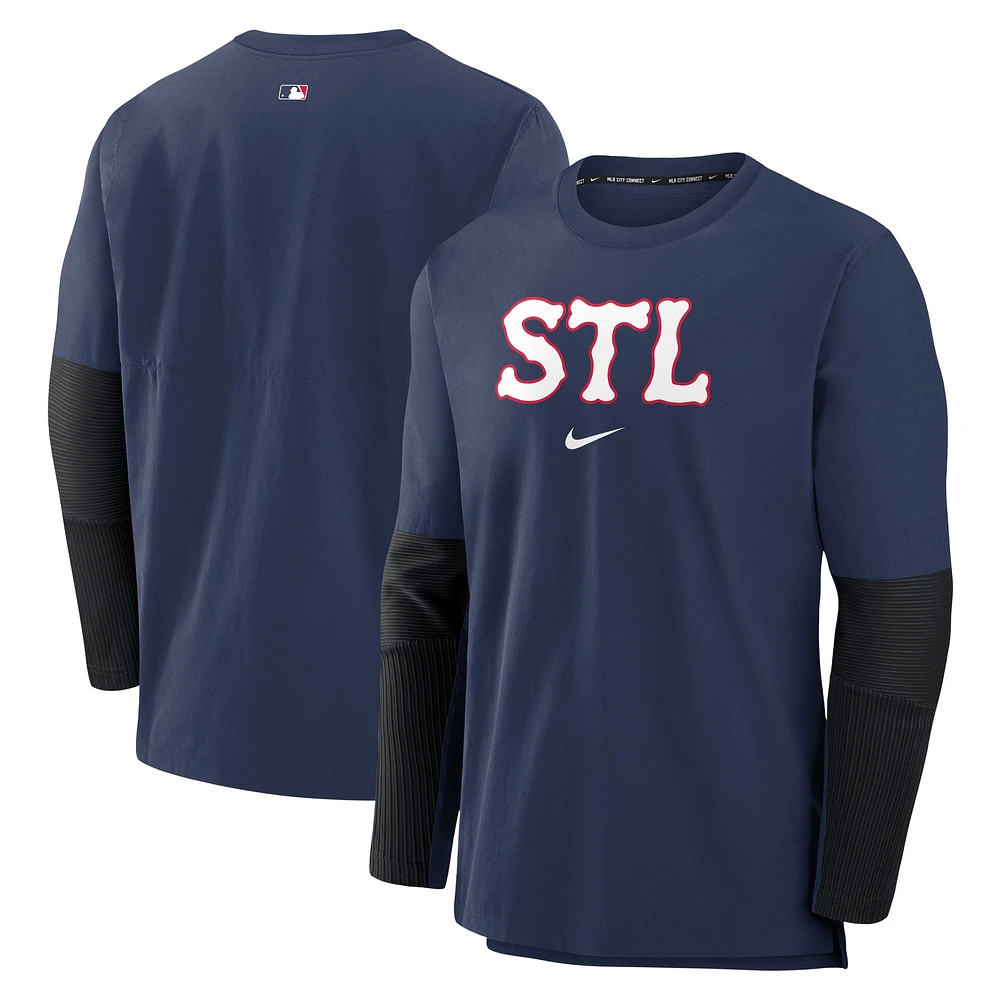 Sweat-shirt à enfiler tri-mélange Nike pour homme, bleu marine, St. Louis Cardinals 2024 City Connect Authentic Collection Player