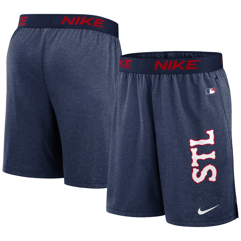 Short d'entraînement de performance Nike pour homme, bleu marine, St. Louis Cardinals 2024 City Connect Authentic Collection