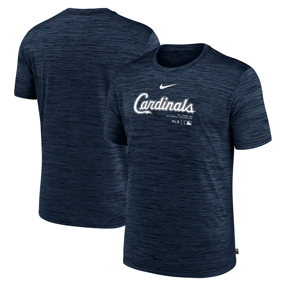 T-shirt d'entraînement Velocity Performance Nike bleu marine pour hommes des Cardinals de St. Louis Authentic Collection