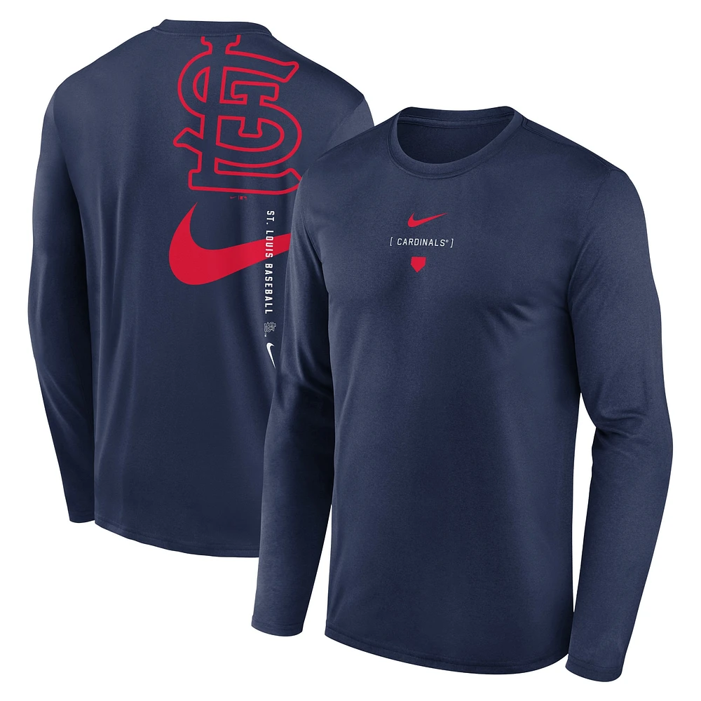 T-shirt Nike bleu marine St. Louis Cardinals pour homme avec grand Swoosh au dos Legend Performance