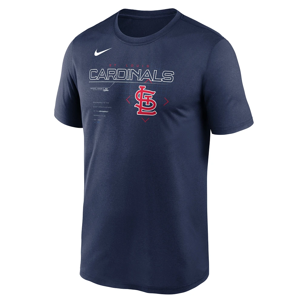 T-shirt Nike bleu marine pour homme avec motif Legend Game Plan des Cardinals de St. Louis