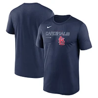 T-shirt Nike bleu marine pour homme avec motif Legend Game Plan des Cardinals de St. Louis