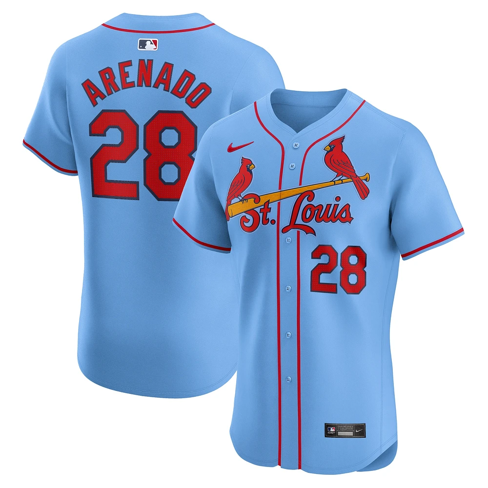 Maillot de joueur d'élite alternatif Nike Nolan Arenado bleu clair pour homme des Cardinals St. Louis