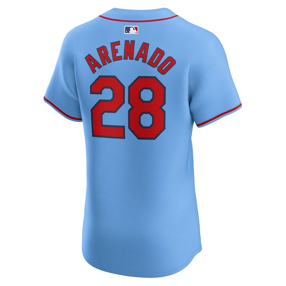 Maillot de joueur d'élite alternatif Nike Nolan Arenado bleu clair pour homme des Cardinals St. Louis