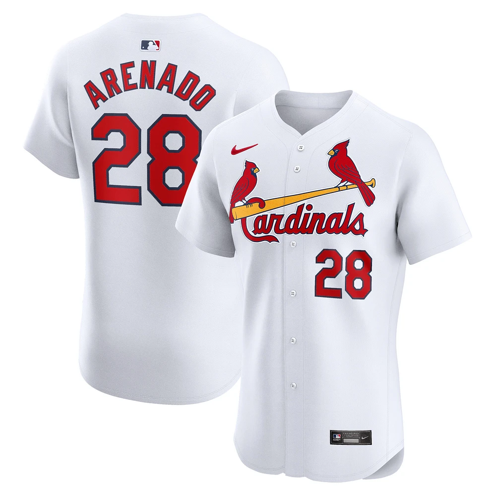 Maillot de joueur d'élite à domicile Nike Nolan Arenado des Cardinals St. Louis blanc pour hommes