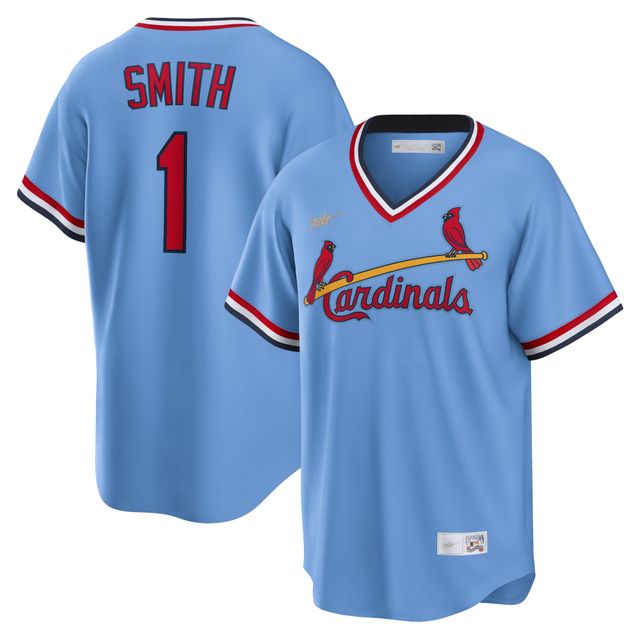 Maillot de joueur Nike Ozzie Smith des Cardinals St. Louis Road Cooperstown Collection bleu clair pour homme