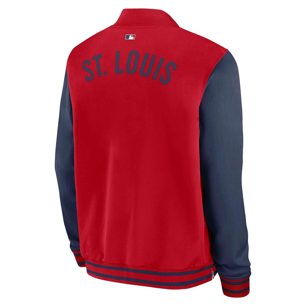 Men's Nike Red/Navy St. Louis Cardinals Authentic Collection Dugout Full-Zip Bomber Jacket