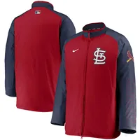 Veste entièrement zippée Nike rouge/marine St. Louis Cardinals Authentic Collection Dugout pour homme