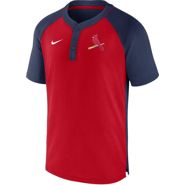 T-shirt à manches raglan Nike pour homme St. Louis Cardinals Performance - rouge/bleu marine Henley