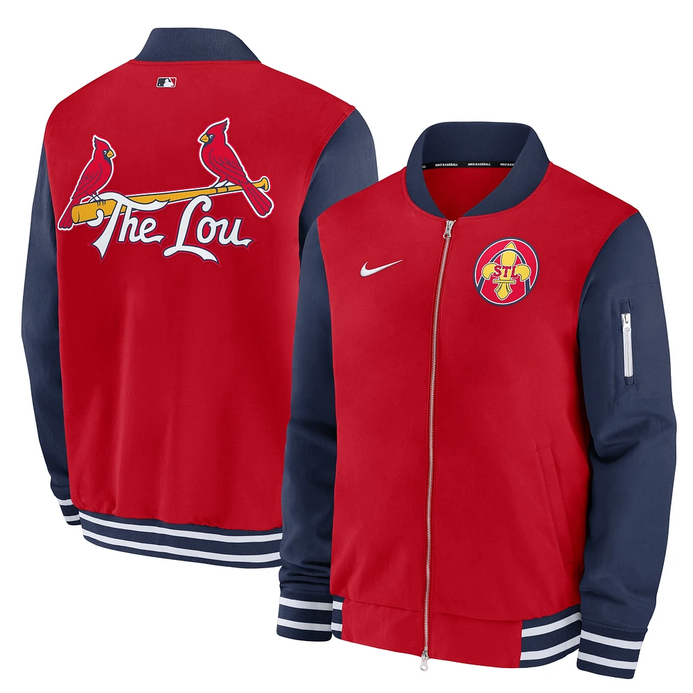 Veste entièrement zippée Nike rouge St. Louis Cardinals 2024 City Connect Authentic Collection Game Time pour homme