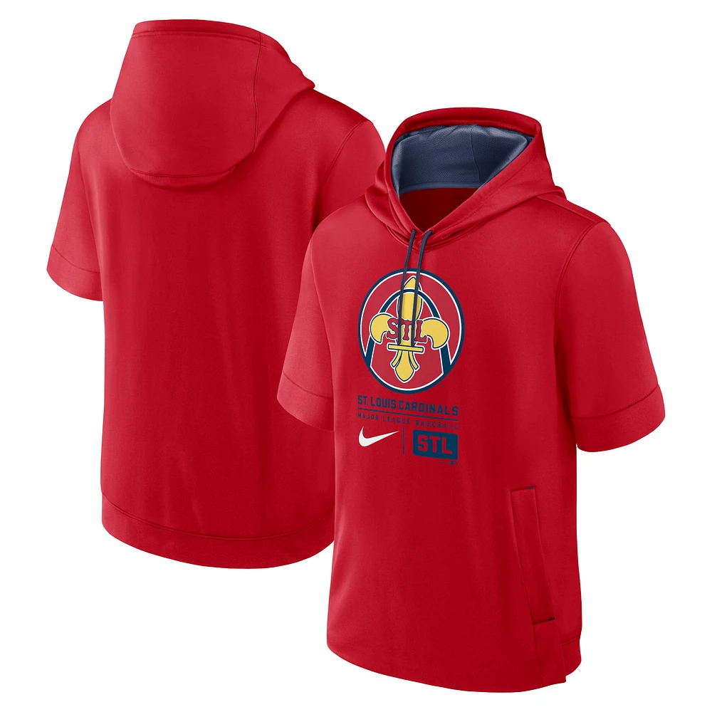 Sweat à capuche manches courtes Nike rouge St. Louis Cardinals 2024 City Connect pour homme