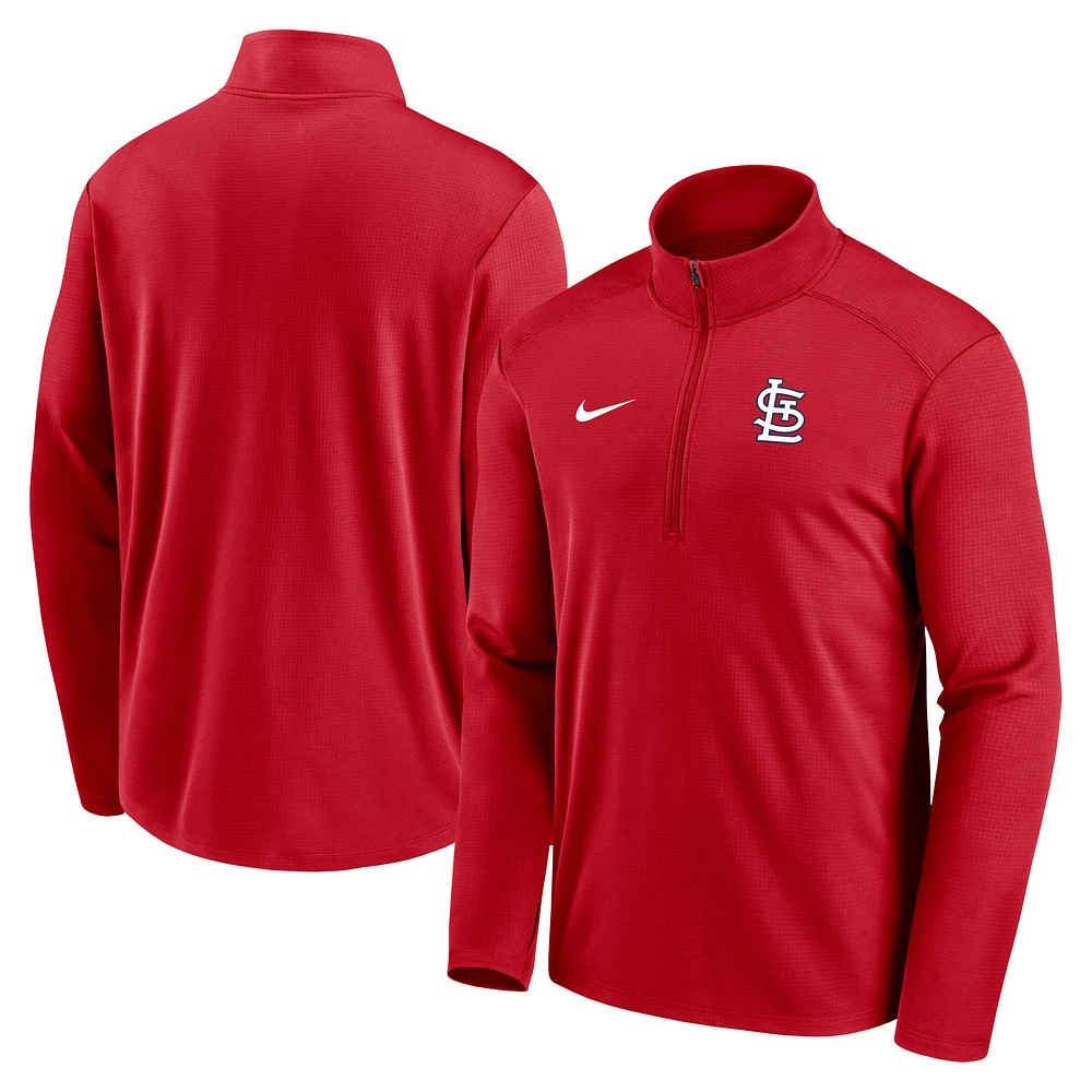 Men's Nike Red St. Louis Cardinals Agility Pacer Lightweight Performance Half-Zip Top