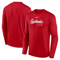 T-shirt à manches longues Nike Red St. Louis Cardinals Authentic Collection Practice Performance pour homme