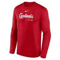 T-shirt à manches longues Nike Red St. Louis Cardinals Authentic Collection Practice Performance pour homme