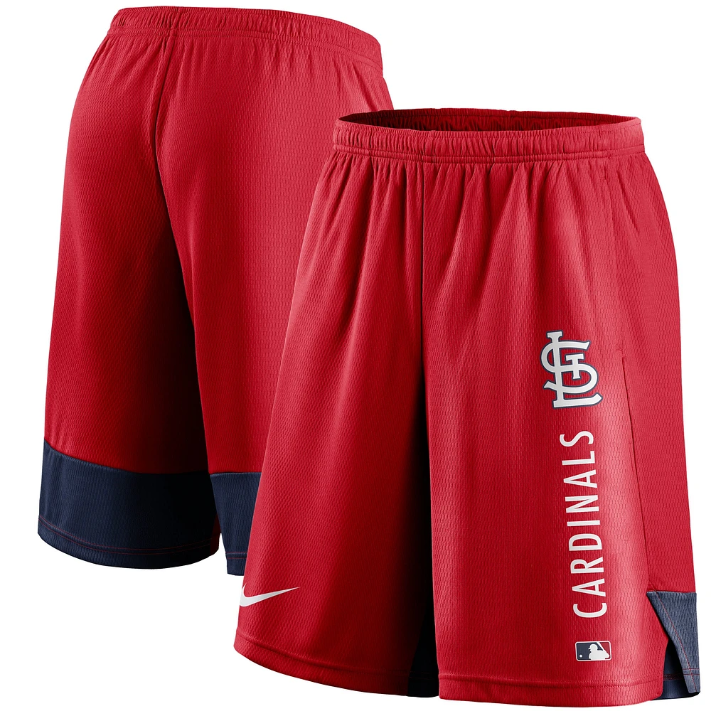 Short d'entraînement Nike St. Louis Cardinals Authentic Collection rouge pour homme